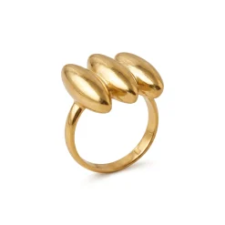 21K Gold Triple Pebble Puffed Dome Ring - 5.21g - Sultan Gold - خاتم قباب بومبيه ثلاثية ذهب عيار 21 - 5.21 غرام - ذهب السلطان