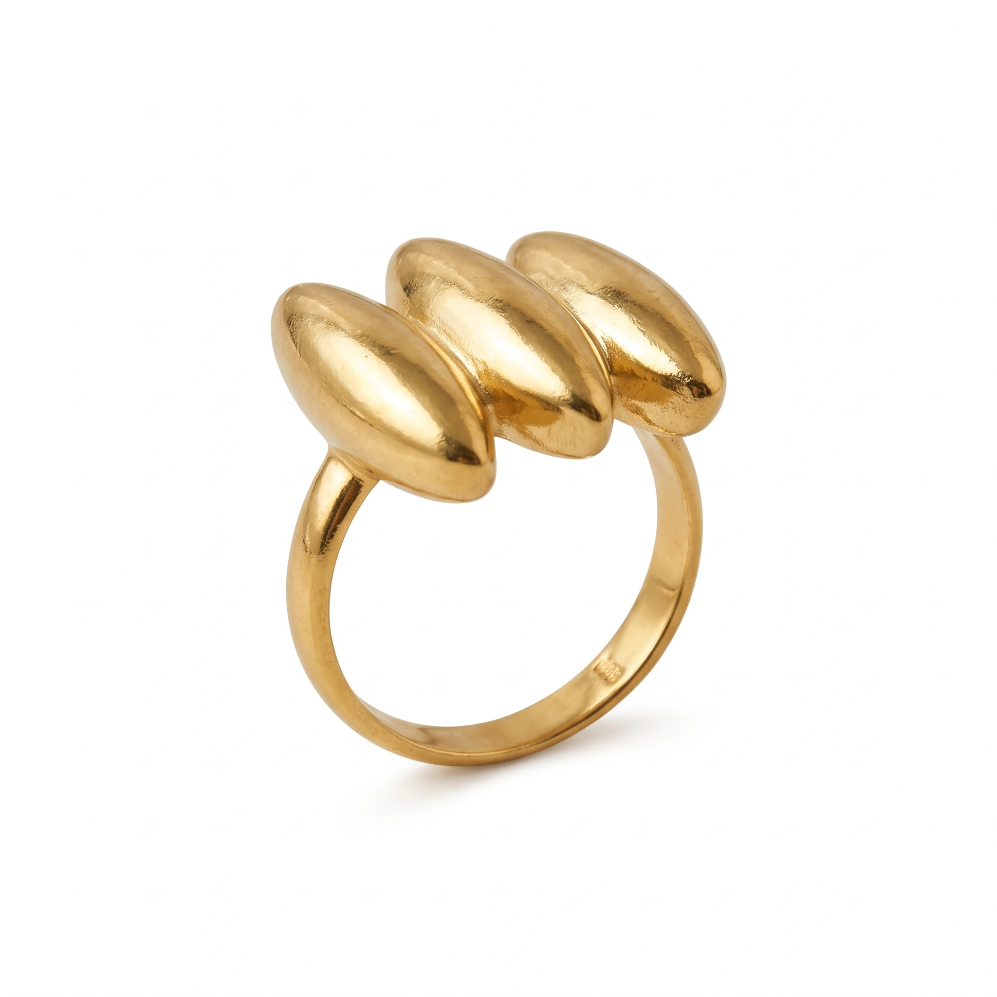 21K Gold Triple Pebble Puffed Dome Ring - 5.21g - Sultan Gold - خاتم قباب بومبيه ثلاثية ذهب عيار 21 - 5.21 غرام - ذهب السلطان