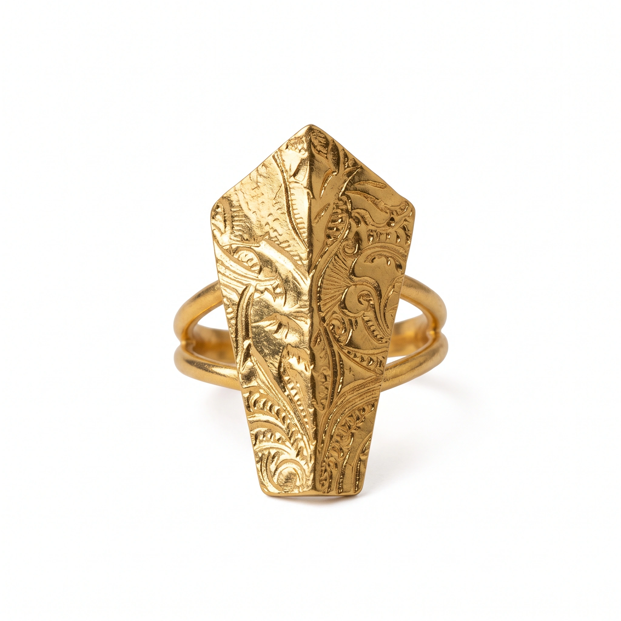 21K Shield Motif Luxury Gold Ring - 32.85g - Sultan Gold - خاتم ذهب ملكي بتصميم درع عيار 21 - 32.85 غرام - ذهب السلطان