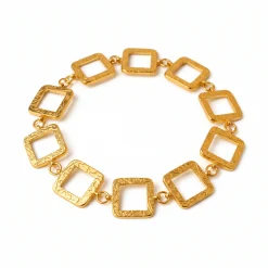 21K Geometric Square Link Gold Bracelet - 34.76g - Sultan Gold - سوار مربعات هندسية ذهب فاخر عيار 21 - 34.76 غرام - ذهب السلطان