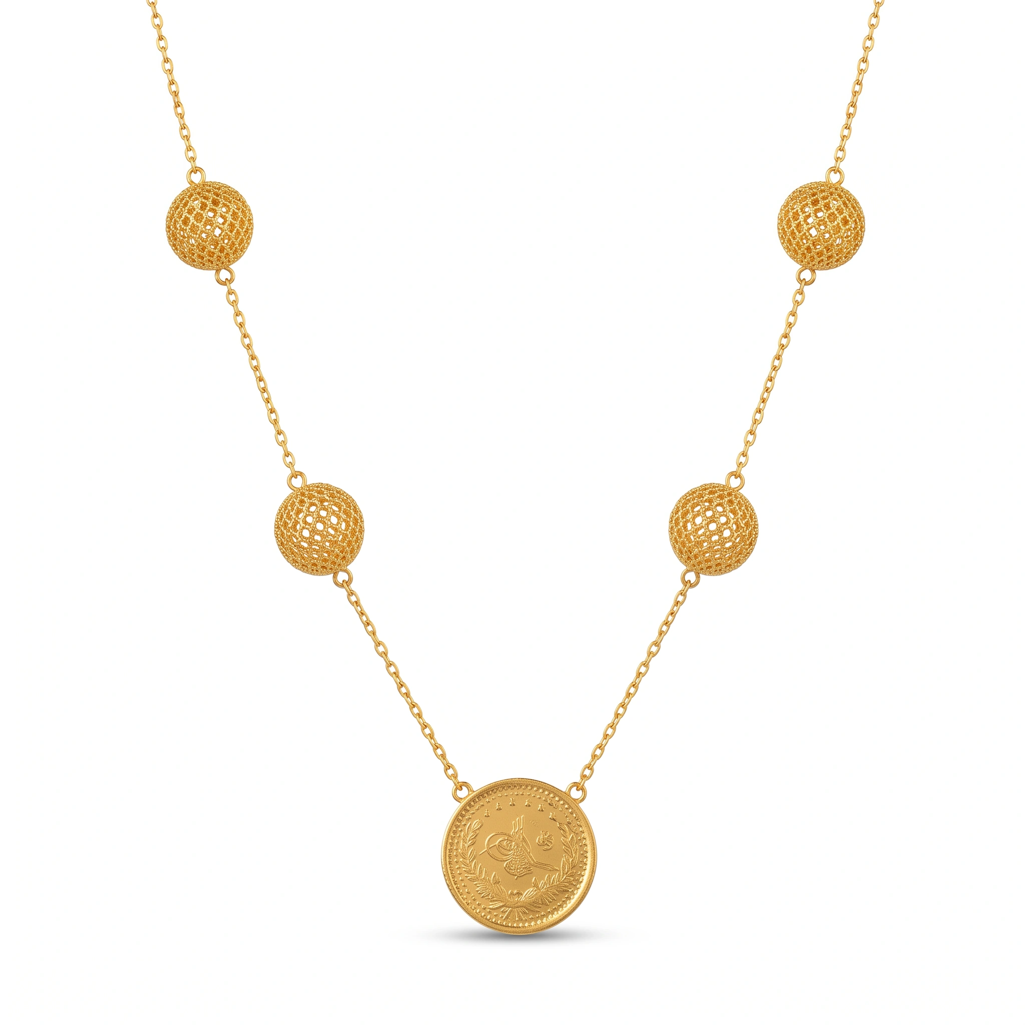 21K Heritage Leera Coin Necklace - 16.73g - Sultan Gold - عقد ليرة ذهب تراثي عيار 21 - 16.73 غرام - ذهب السلطان