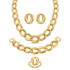 21K Oval Infinity Link Set - 63.53g - Sultan Gold - طقم ذهب فاخر عيار 21 - 63.53 غرام - ذهب السلطان
