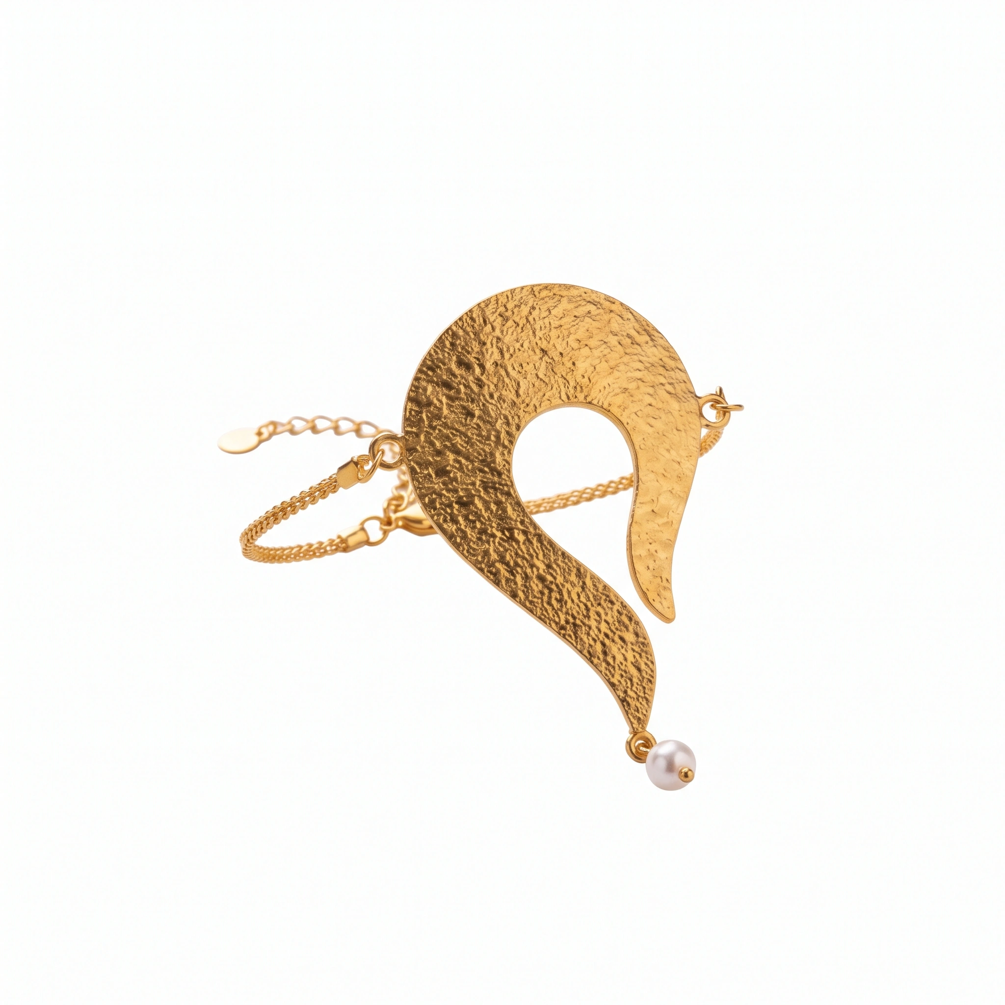21K Pearl Radiance Curved Gold Brooch - 30.45g - Sultan Gold - بروش إسورة ذهب ولؤلؤ فاخر عيار 21 - 30.45 غرام - ذهب السلطان