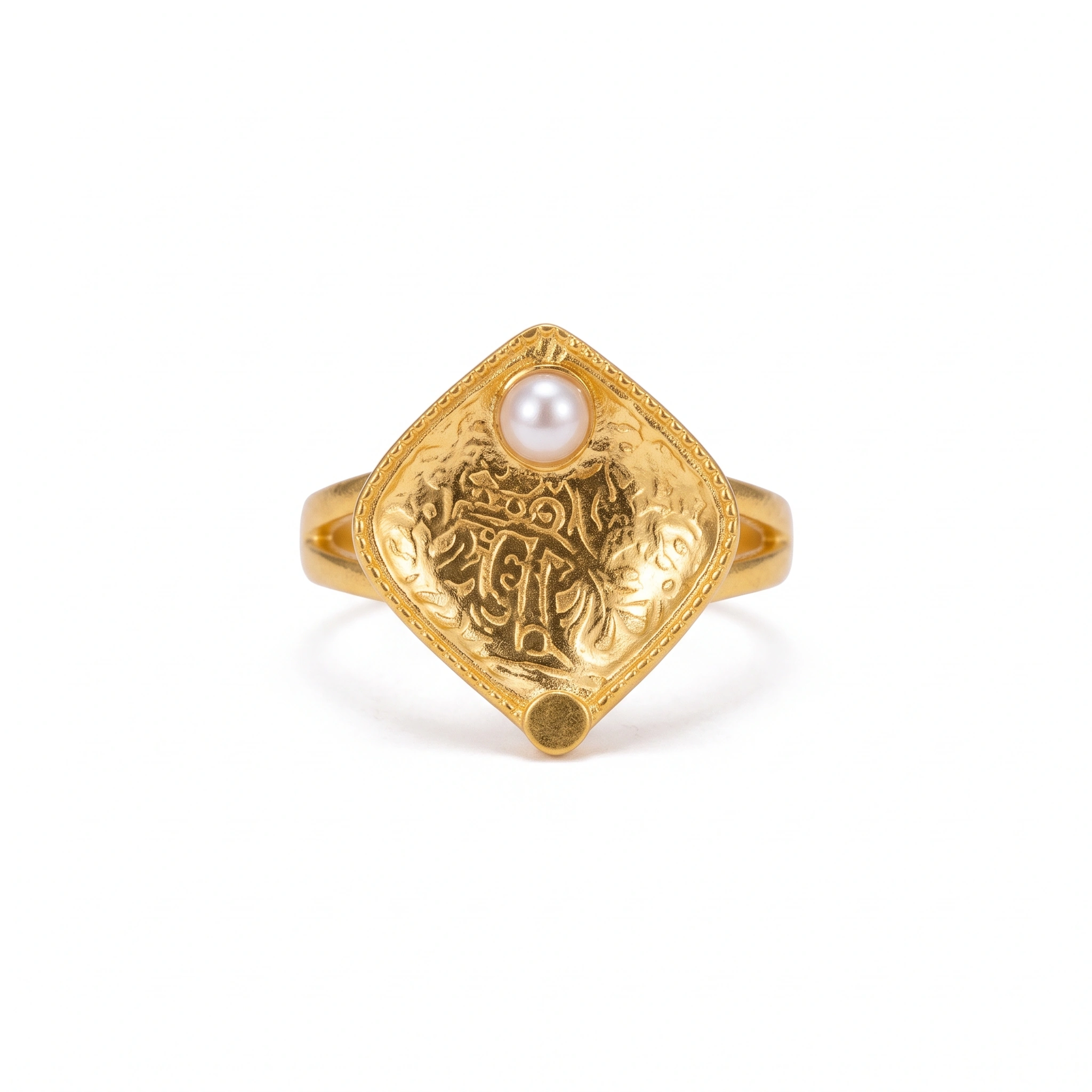 21K Pearl Radiance Royal Gold Ring - 45.48g - Sultan Gold - خاتم ذهب ملكي مرصع باللؤلؤ عيار 21 - 45.48 غرام - ذهب السلطان