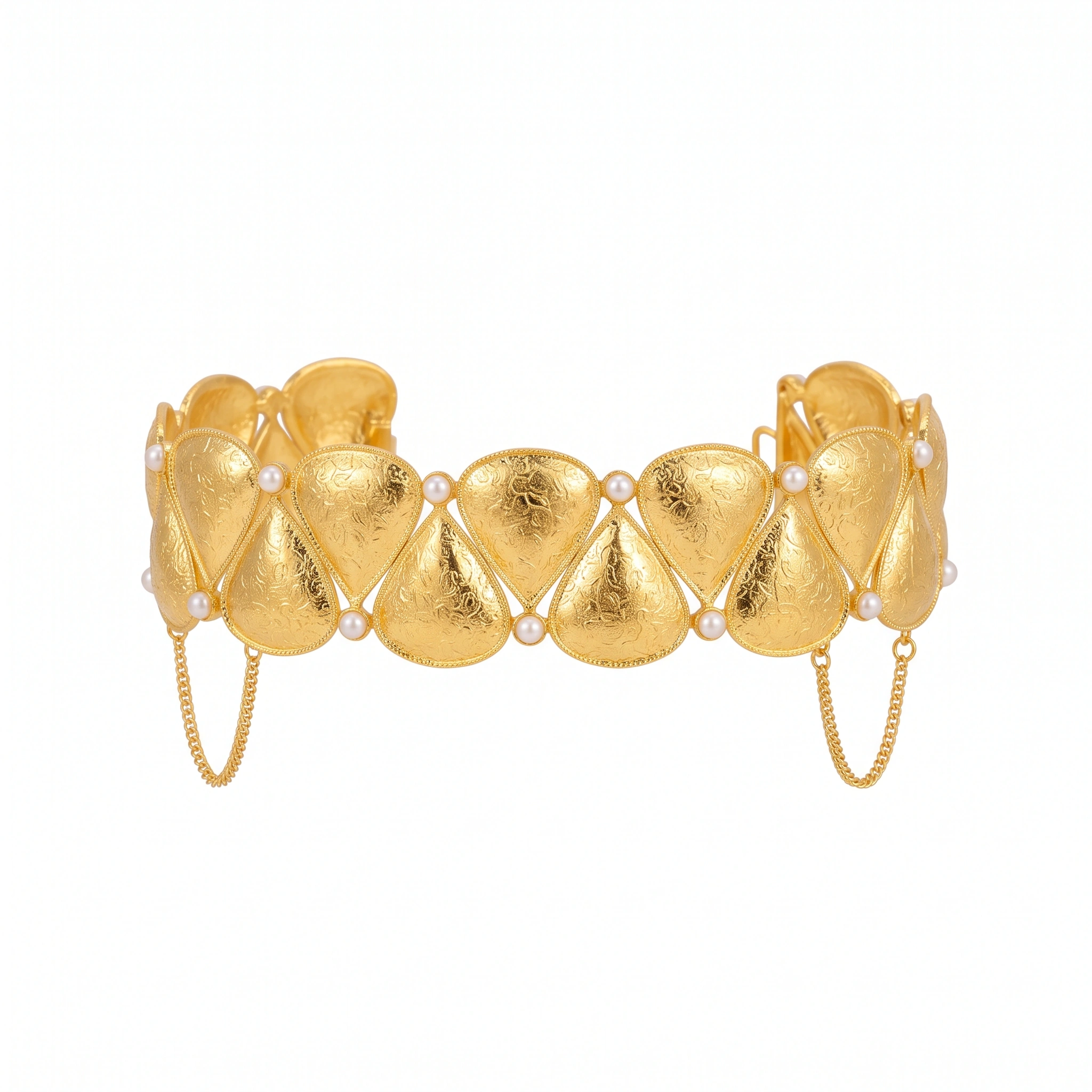 21K Pearl Radiance Gold Choker Necklace - 46.36g - Sultan Gold - طوق شوكر ذهب ولؤلؤ فاخر عيار 21 - 46.36 غرام - ذهب السلطان