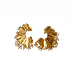 21K Pearl Radiance Gold Earrings - 71.18g - Sultan Gold - أقراط ذهب ولؤلؤ فاخرة عيار 21 - 71.18 غرام - ذهب السلطان