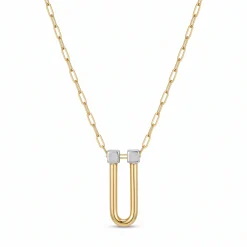 21K Two-Tone U-Link Horseshoe Necklace - 4.55g - Sultan Gold - عقد حدوة حصان لونين ذهب عيار 21 - 4.55 غرام - ذهب السلطان