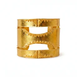 21K Wide Cutout Luxury Gold Cuff - 79.54g - Sultan Gold - سوار كف عريض ذهب ملكي عيار 21 - 79.54 غرام - ذهب السلطان