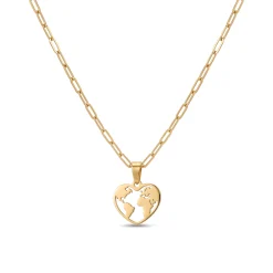 21K Gold World Map Earth Charm Necklace - 1.25g - Sultan Gold - عقد خريطة العالم ذهب عيار 21 - 1.25 غرام - ذهب السلطان