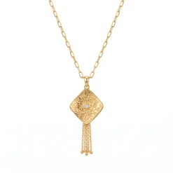 21K Gold Rhombus Filigree Tassel Drop Necklace - 1.44g - Sultan Gold - عقد معين مفرغ مع شراشيب ذهب عيار 21 - 1.44 غرام - ذهب السلطان