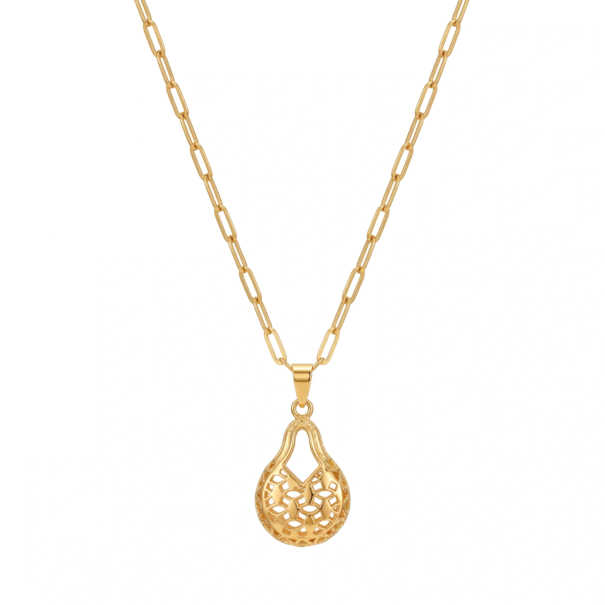 21K Gold Filigree Teardrop Lace Necklace - 2.23g - Sultan Gold - عقد دمعة مفرغة ذهب عيار 21 - 2.23 غرام - ذهب السلطان