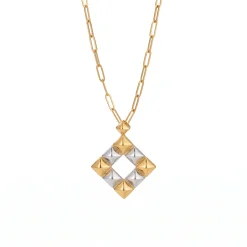 21K Gold Faceted Geometric Diamond Necklace - 2.66g - Sultan Gold - عقد هندسي هرمي ذهب عيار 21 - 2.66 غرام - ذهب السلطان