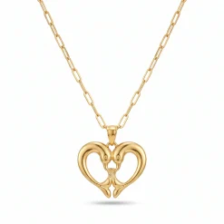 21K Gold Dual Open Heart Pendant Necklace - 2.99g - Sultan Gold - عقد قلب مزدوج ذهب عيار 21 - 2.99 غرام - ذهب السلطان
