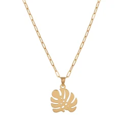 21K Gold Monstera Palm Leaf Pendant Necklace - 3.12g - Sultan Gold - عقد ورقة شجر مونستيرا ذهب عيار 21 - 3.12 غرام - ذهب السلطان