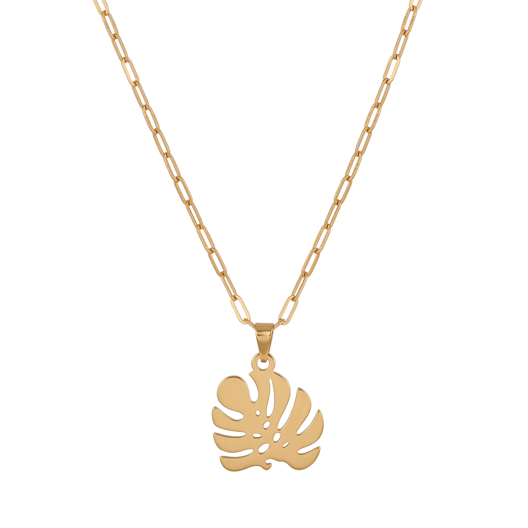 21K Gold Monstera Palm Leaf Pendant Necklace - 3.12g - Sultan Gold - عقد ورقة شجر مونستيرا ذهب عيار 21 - 3.12 غرام - ذهب السلطان