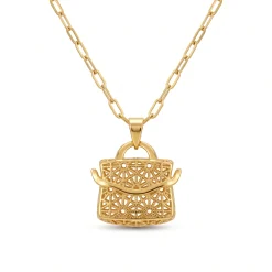 21K Gold Miniature Handbag Filigree Necklace - 3.36g - Sultan Gold - عقد شنطة يد مفرغة ذهب عيار 21 - 3.36 غرام - ذهب السلطان
