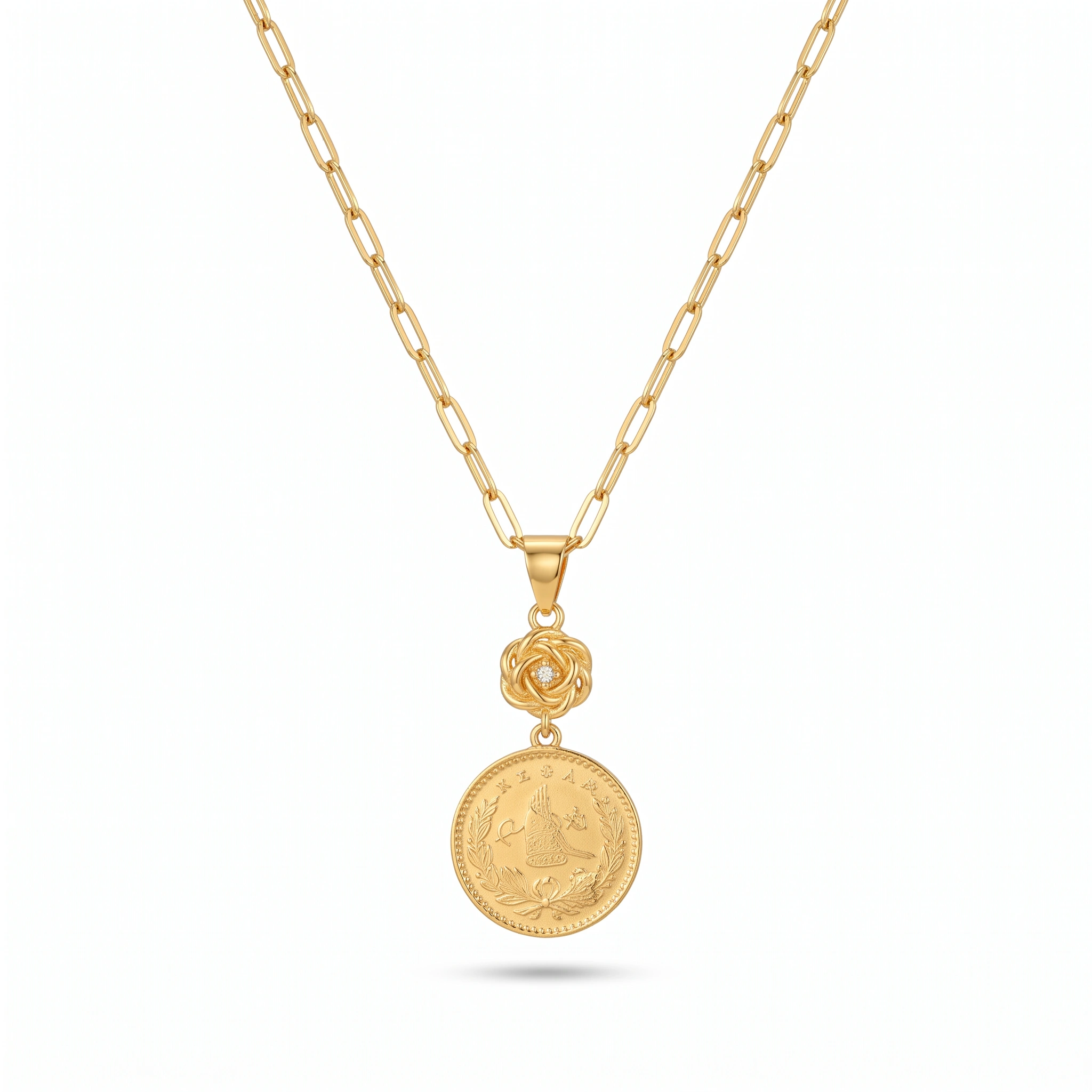 21K Gold Drop Lira Coin Medallion Necklace - 3.43g - Sultan Gold - عقد ليرة متدلية ذهب عيار 21 - 3.43 غرام - ذهب السلطان