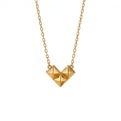 21K Gold Faceted Origami Geometric Heart Necklace - 3.58g - Sultan Gold - عقد قلب هندسي مجسم ذهب عيار 21 - 3.58 غرام - ذهب السلطان