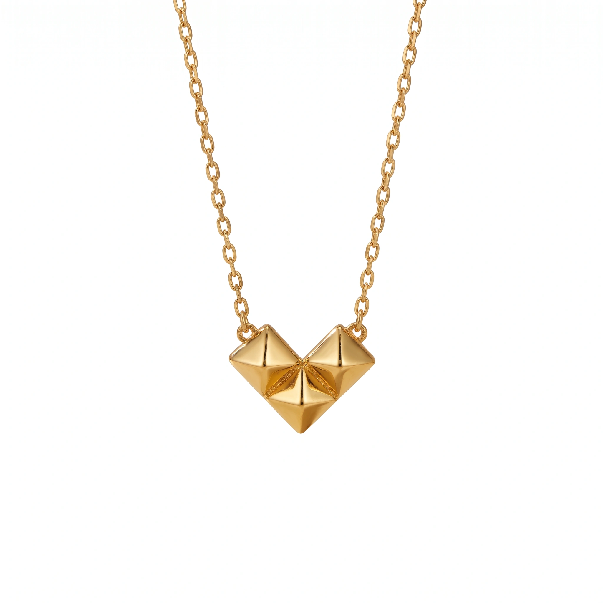 21K Gold Faceted Origami Geometric Heart Necklace - 3.58g - Sultan Gold - عقد قلب هندسي مجسم ذهب عيار 21 - 3.58 غرام - ذهب السلطان