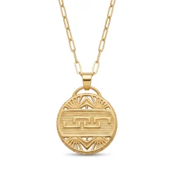 21K Gold Greek Key Medallion Necklace - 5.02g - Sultan Gold - عقد مدالية الزخرفة الإغريقية ذهب عيار 21 - 5.02 غرام - ذهب السلطان