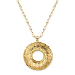 21K Gold Fluted Sunburst Circle Pendant Necklace - 7.56g - Sultan Gold - عقد مدالية شمس ذهب عيار 21 - 7.56 غرام - ذهب السلطان