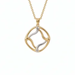 21K Two-Tone Twisted Organic Square Necklace - 8.57g - Sultan Gold - عقد مربع مموج لونين ذهب عيار 21 - 8.57 غرام - ذهب السلطان