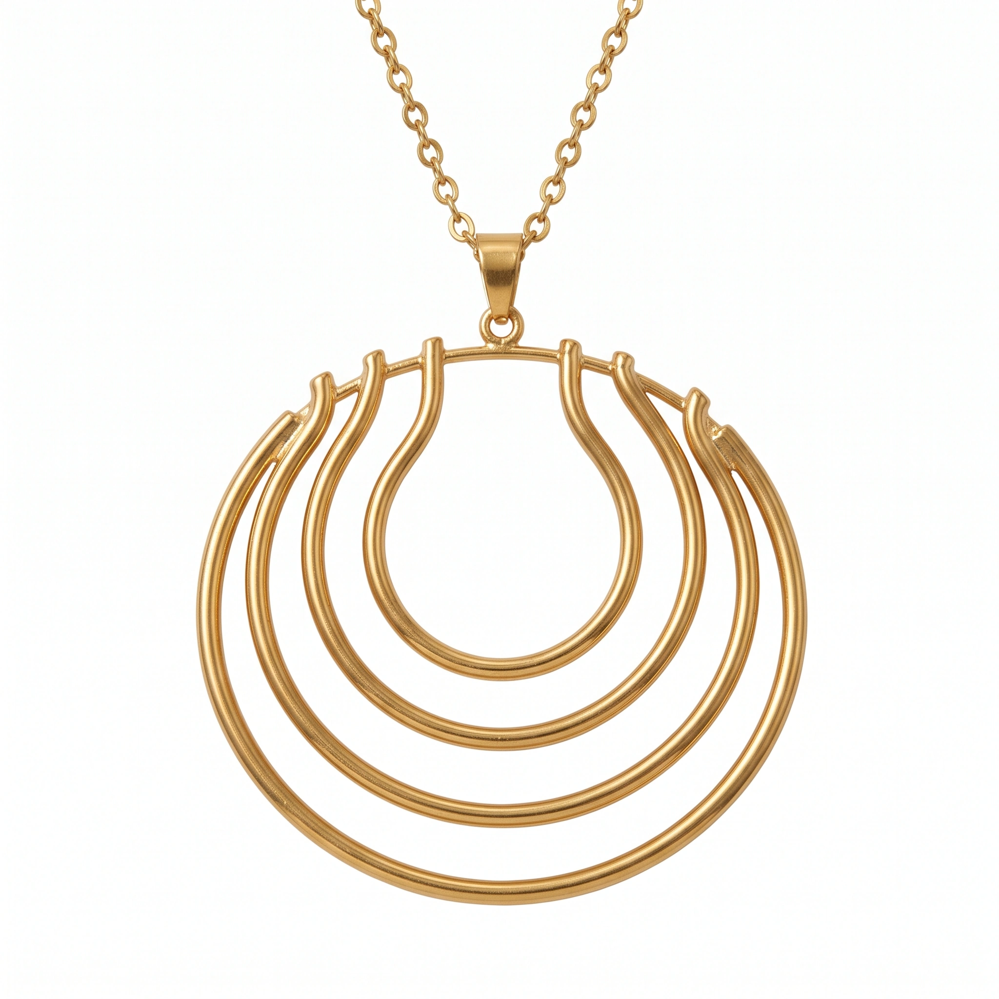 21K Gold Concentric Tiered Hoops Chandelier Necklace - 9.85g - Sultan Gold - عقد شلال أطواق دائرية ذهب عيار 21 - 9.85 غرام - ذهب السلطان