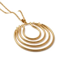 21K Gold Concentric Tiered Hoops Chandelier Necklace - 9.85g - Sultan Gold - عقد شلال أطواق دائرية ذهب عيار 21 - 9.85 غرام - ذهب السلطان