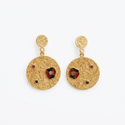 21K Royal Hammered Disc Gold Earrings - 29.38g - Sultan Gold - أقراط ذهب دائرية مطروقة ملكية عيار 21 - 29.38 غرام - ذهب السلطان