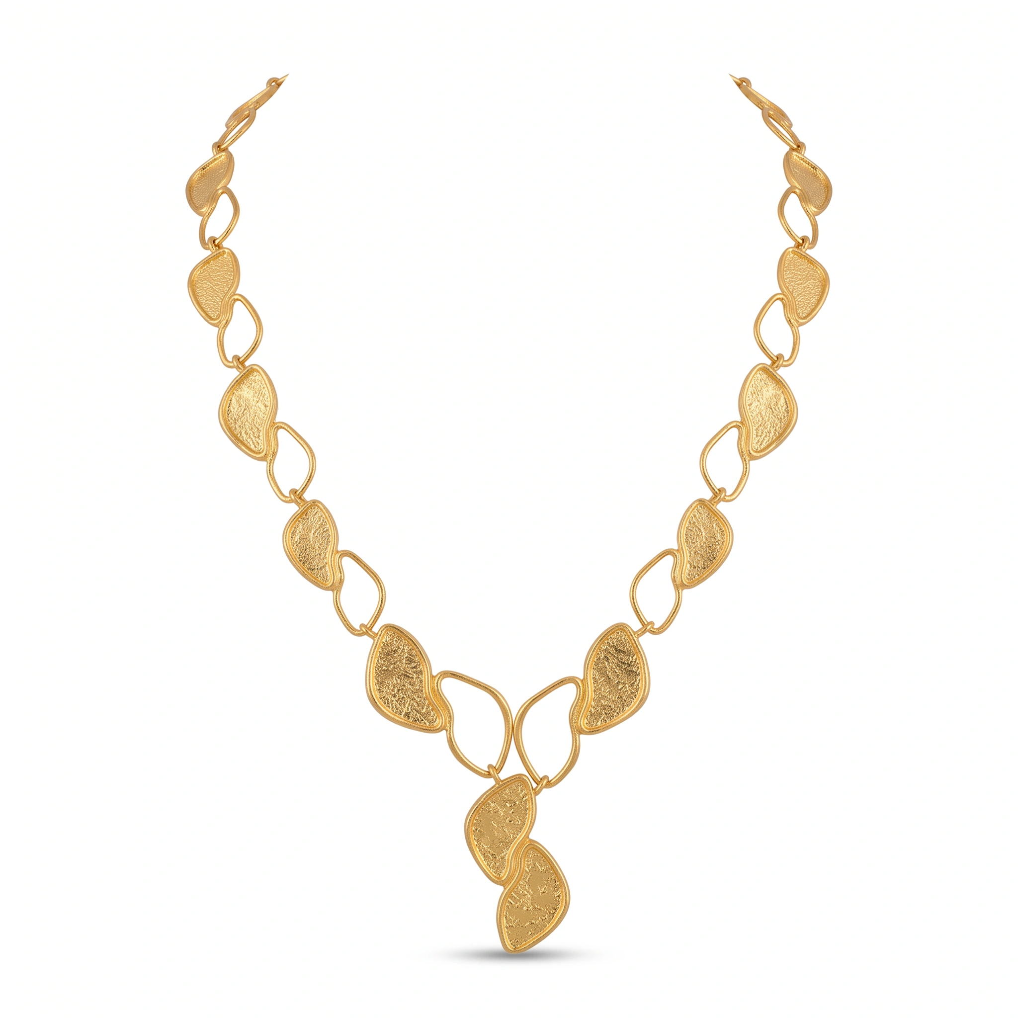 21K Royal Abstract Link Gold Necklace - 66.35g - Sultan Gold - عقد حلقات ذهب ملكي فاخر عيار 21 - 66.35 غرام - ذهب السلطان