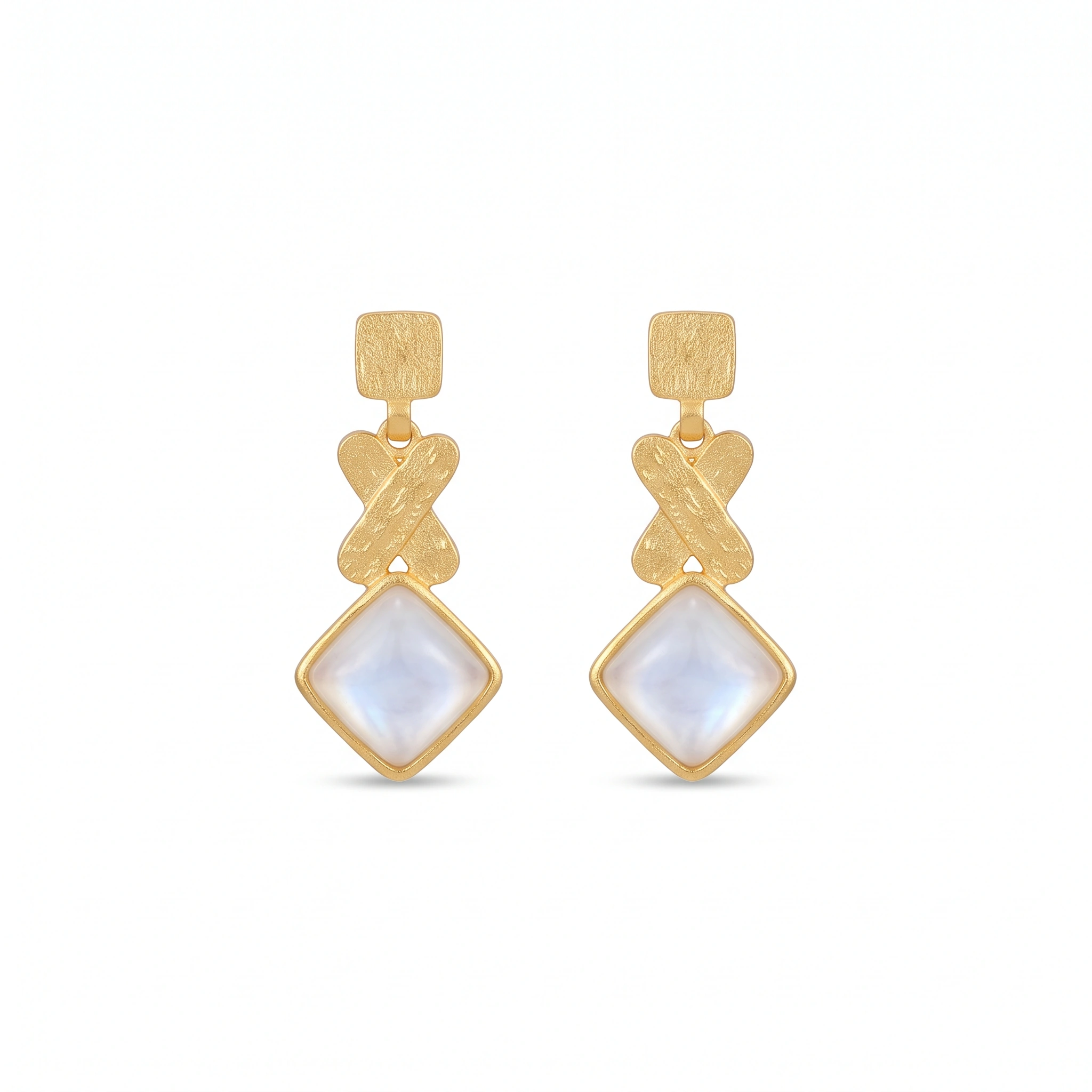 21K Royal Geometric Luxury Gold Earrings - 69.45g - Sultan Gold - أقراط ذهب هندسية ملكية فاخرة عيار 21 - 69.45 غرام - ذهب السلطان