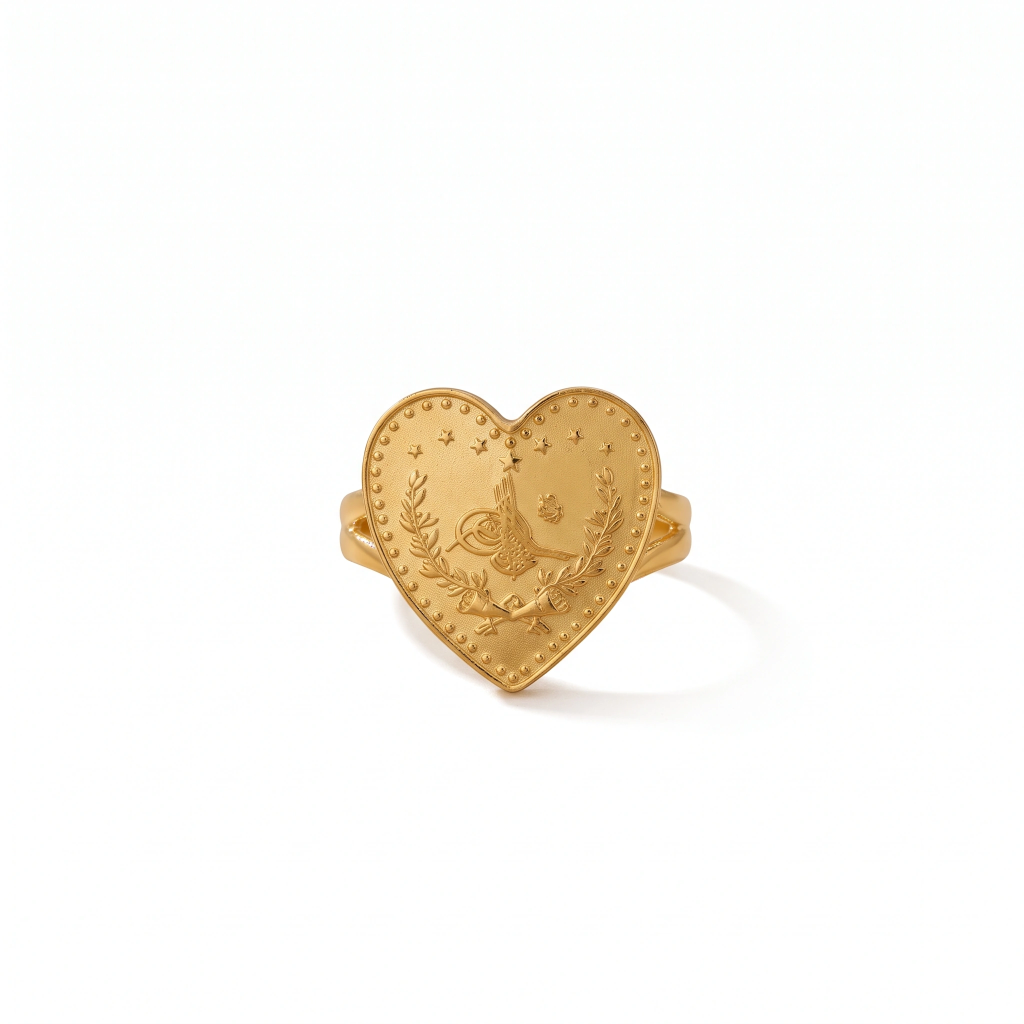 22K Heritage Lira Heart Coin Ring - 10.89g - Sultan Gold - خاتم ليرة شكل قلب ذهب عيار 22 - 10.89 غرام - ذهب السلطان