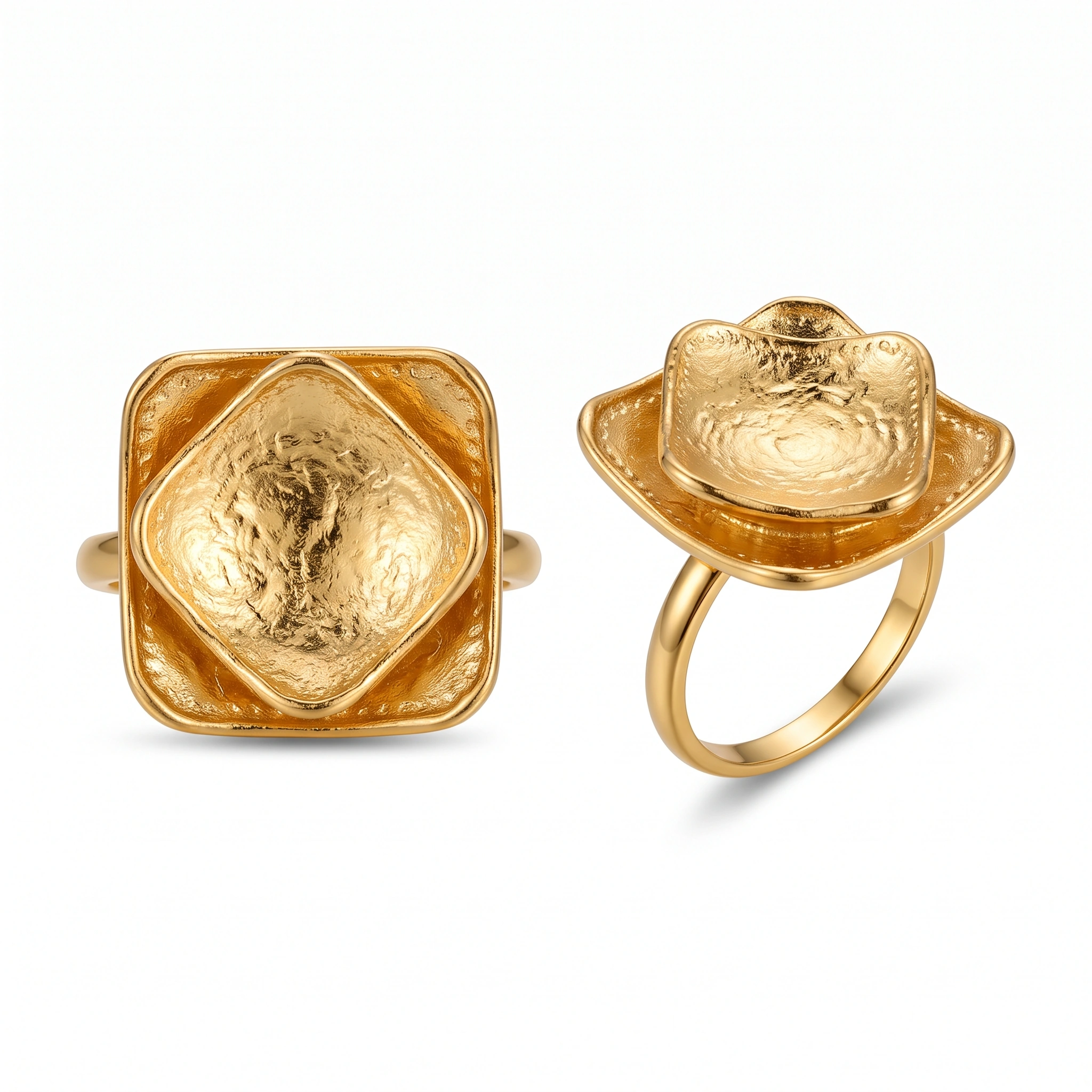 22K Heritage Floral Cup Lira Signet Ring - 12.92g - Sultan Gold - خاتم ليرة كاسكيتا وردة ذهب عيار 22 - 12.92 غرام - ذهب السلطان