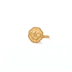 22K Heritage Octagonal Lira Coin Ring - 3.77g - Sultan Gold - خاتم ليرة مثمن ذهب عيار 22 - 3.77 غرام - ذهب السلطان