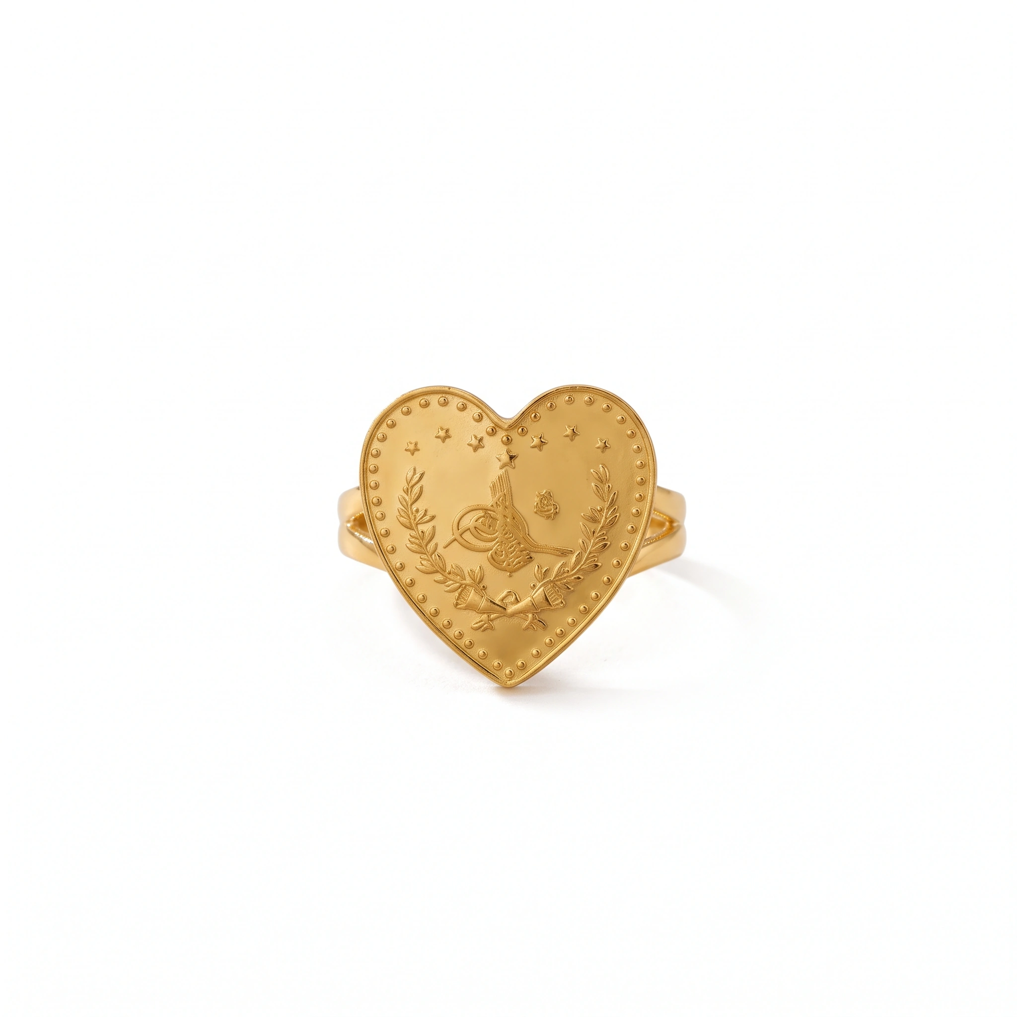 22K Heritage Lira Heart Coin Ring - 5.48g - Sultan Gold - خاتم ليرة شكل قلب ذهب عيار 22 - 5.48 غرام - ذهب السلطان