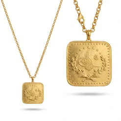 22K Heritage Square Lira Coin Pendant - 7.66g - Sultan Gold - تعليقة ليرة مربعة ذهب عيار 22 - 7.66 غرام - ذهب السلطان