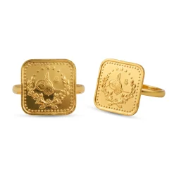 22K Heritage Square Half Lira Ring - 5.1g - Sultan Gold - خاتم نصف ليرة مربع ذهب عيار 22 - 5.1 غرام - ذهب السلطان