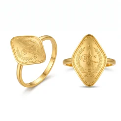 22K Heritage Rhombus Half Lira Ring - 5.44g - Sultan Gold - خاتم نصف ليرة معين ذهب عيار 22 - 5.44 غرام - ذهب السلطان