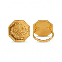 22K Heritage Octagonal Lira Coin Ring - 9.17g - Sultan Gold - خاتم ليرة مثمن ذهب عيار 22 - 9.17 غرام - ذهب السلطان