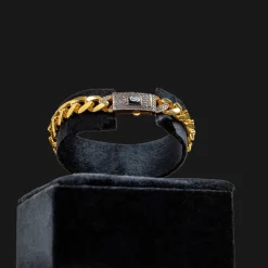 21K Miami Cuban Link Chain Bracelet with Pavé Clasp - 20.9g - Sultan Gold - سوار كرب كارتييه كلاسيك ذهب عيار 21 - 20.9 غرام - ذهب السلطان