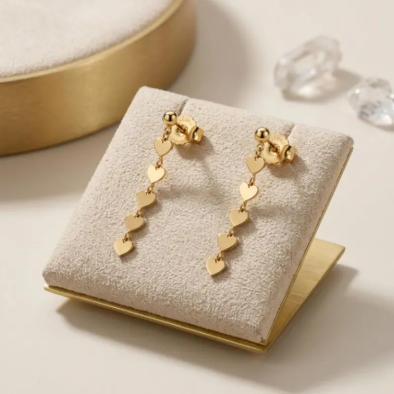 21K Gold Cascading Heart Drop Stud Earrings - 1.63g - Sultan Gold - أقراط قلوب نازلة ذهب عيار 21 - 1.63 غرام - ذهب السلطان