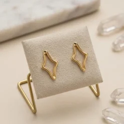21K Gold Hollow Rhombus Openwork Earrings - 2.96g - Sultan Gold - أقراط معين مفرغ ذهب عيار 21 - 2.96 غرام - ذهب السلطان