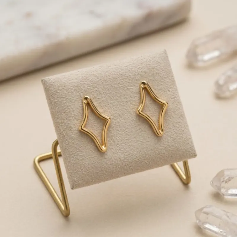 21K Gold Hollow Rhombus Openwork Earrings - 2.96g - Sultan Gold - أقراط معين مفرغ ذهب عيار 21 - 2.96 غرام - ذهب السلطان