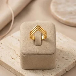 21K Gold Chevron Triple V-Stack Ring - 3.39g - Sultan Gold - خاتم متدرج هندسي في شيب ذهب عيار 21 - 3.39 غرام - ذهب السلطان