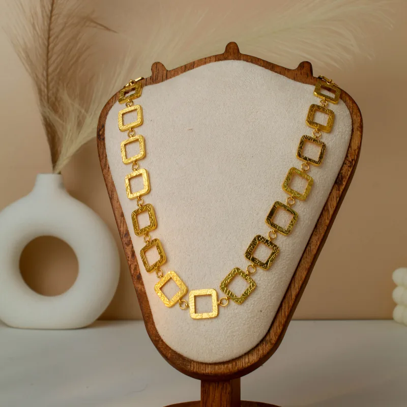 21K Geometric Square Link Gold Bracelet - 34.76g - Sultan Gold - سوار مربعات هندسية ذهب فاخر عيار 21 - 34.76 غرام - ذهب السلطان