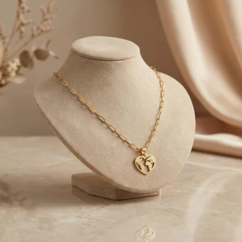 21K Gold World Map Earth Charm Necklace - 1.25g - Sultan Gold - عقد خريطة العالم ذهب عيار 21 - 1.25 غرام - ذهب السلطان