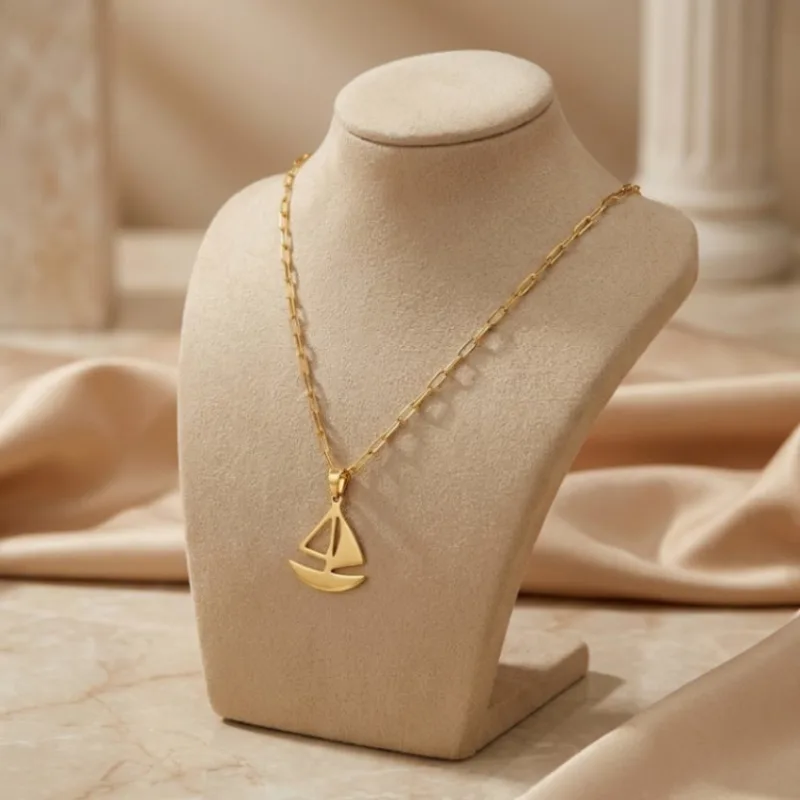 21K Gold Sailboat Nautical Charm Necklace - 1.34g - Sultan Gold - عقد قارب شراعي ذهب عيار 21 - 1.34 غرام - ذهب السلطان