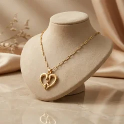 21K Gold Dual Open Heart Pendant Necklace - 2.99g - Sultan Gold - عقد قلب مزدوج ذهب عيار 21 - 2.99 غرام - ذهب السلطان