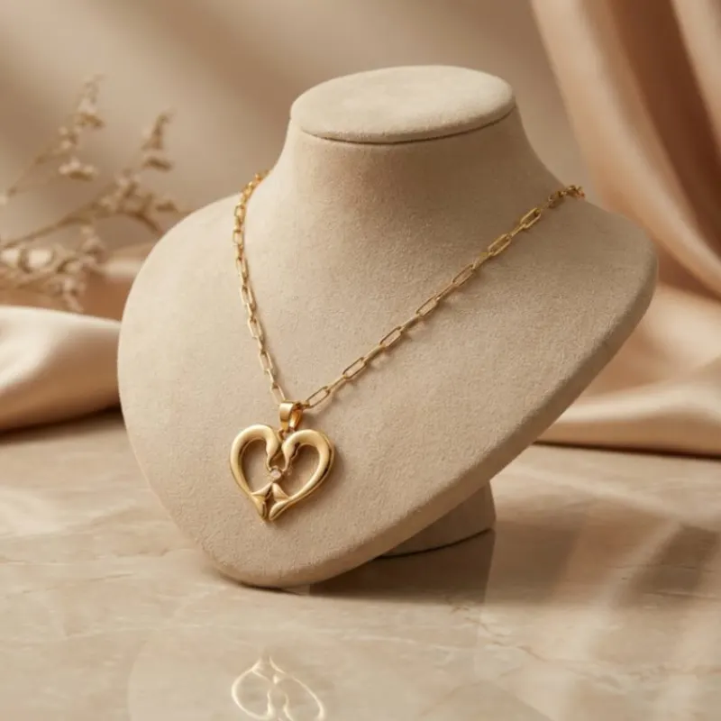 21K Gold Dual Open Heart Pendant Necklace - 2.99g - Sultan Gold - عقد قلب مزدوج ذهب عيار 21 - 2.99 غرام - ذهب السلطان