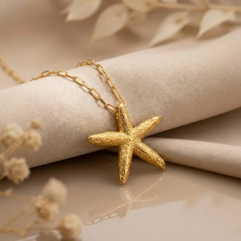21K Gold Starfish Marine Pendant Necklace - 6.43g - Sultan Gold - عقد نجمة البحر ذهب عيار 21 - 6.43 غرام - ذهب السلطان
